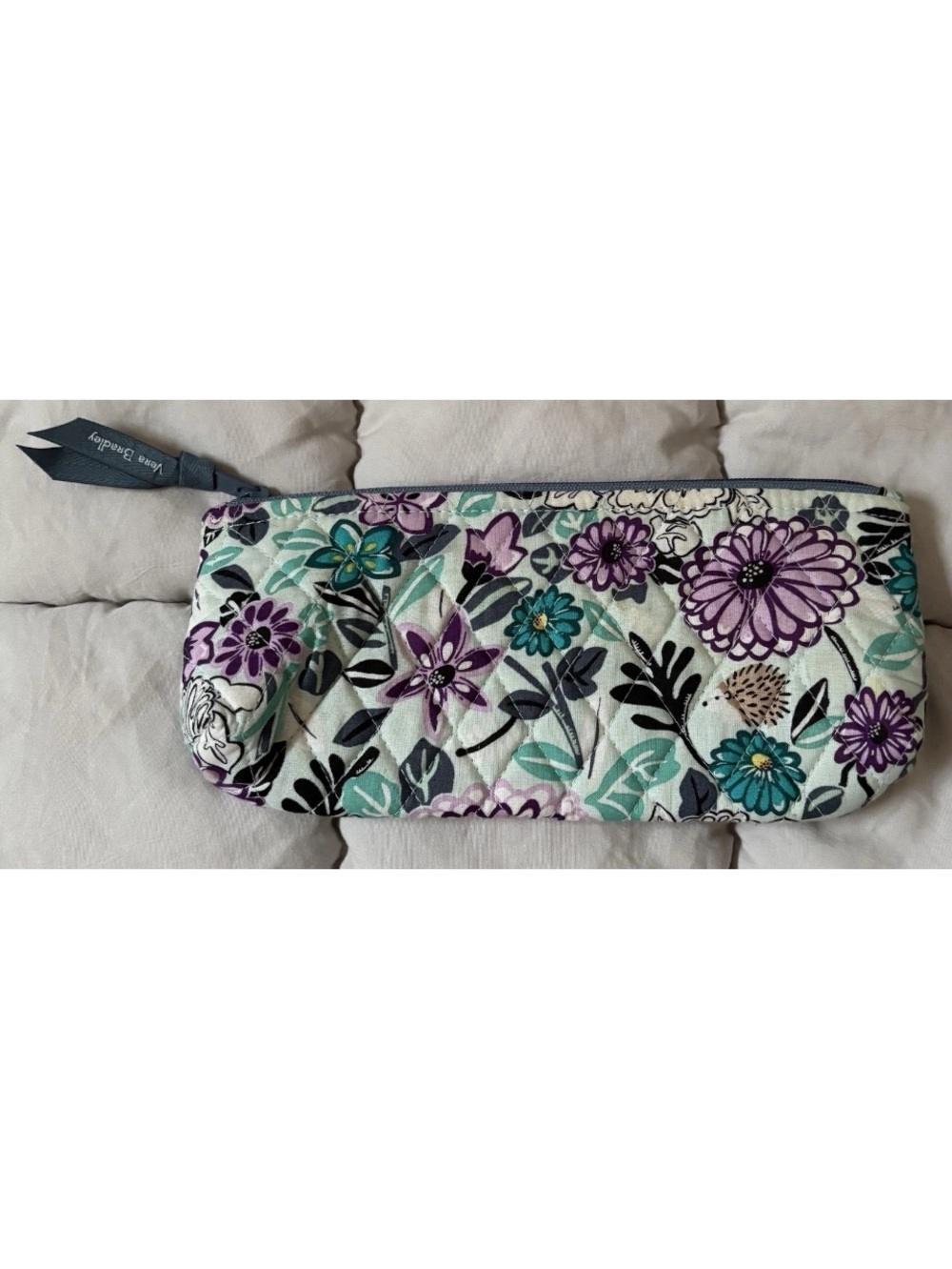 VERA BRADLEY Zip Brush and Pencil Cosmetic Case in PENELOPE'S GARDEN Pattern